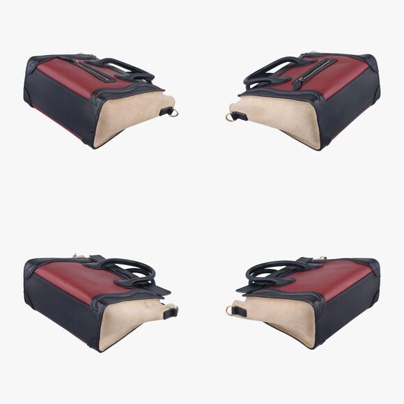 Celine Luggage Nano Shopper Black X Beige X Wine Red Leather X Suede S-Zp-0102 - Picture 4 of 10